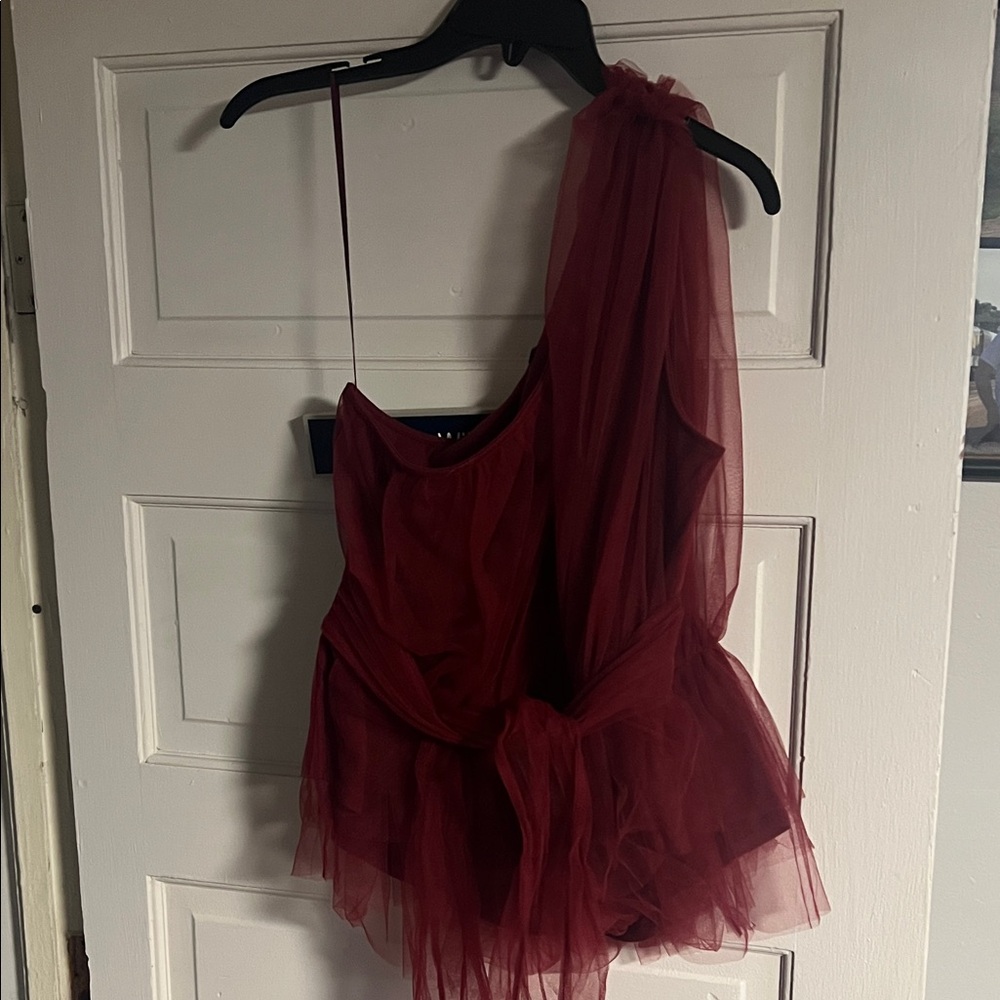 Elegant Burgundy One-Shoulder Top